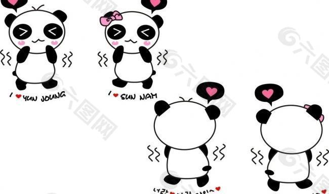 韩版熊猫图案情侣t恤图片