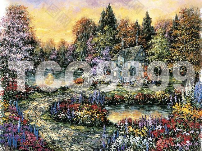 油画 手绘油画 田园风景(26x21厘米)图片