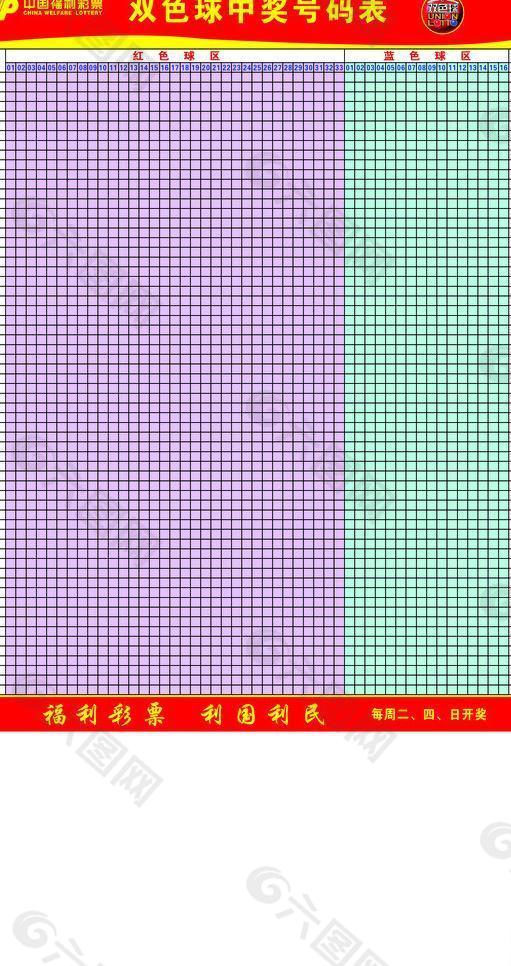 双色球中奖号码表图片