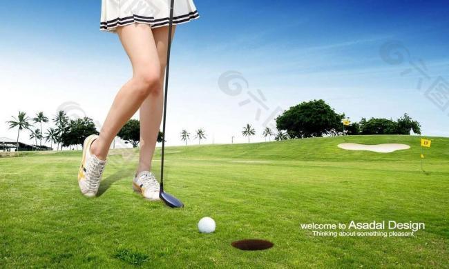美女打高尔夫图片