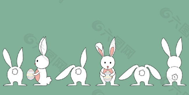 抱彩蛋的兔子矢量背景图