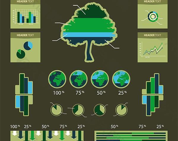 环保主题统计图标矢量