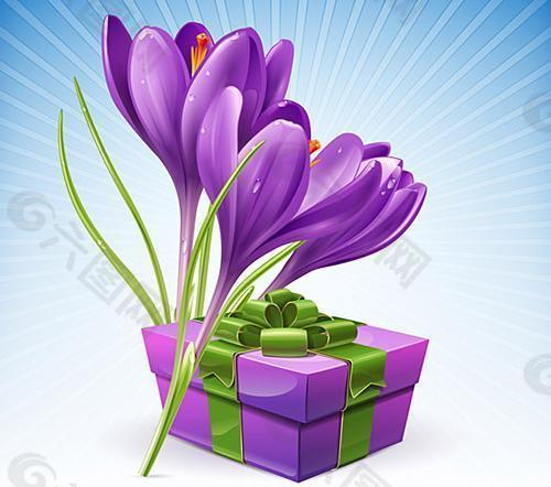 紫色花朵矢量素材二