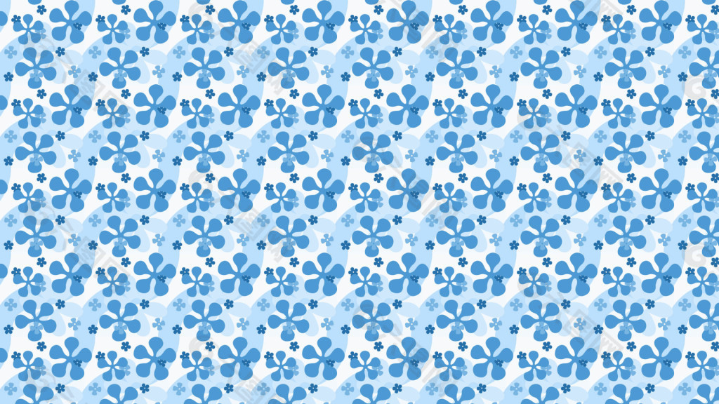 蓝色小花四方平铺图案