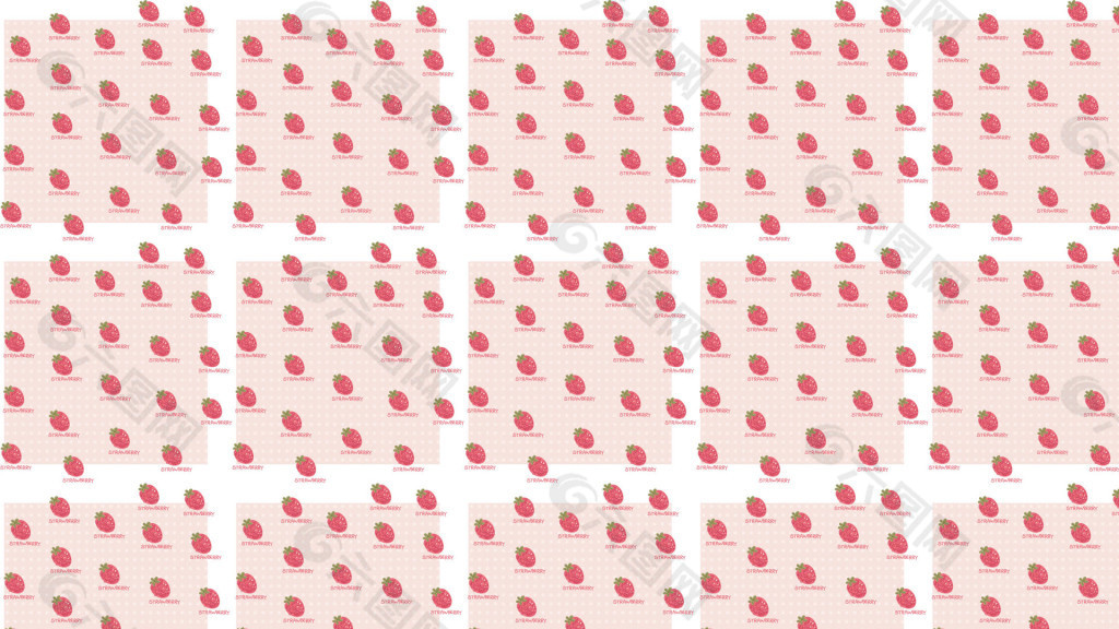 草莓四方连续平铺底纹花纹