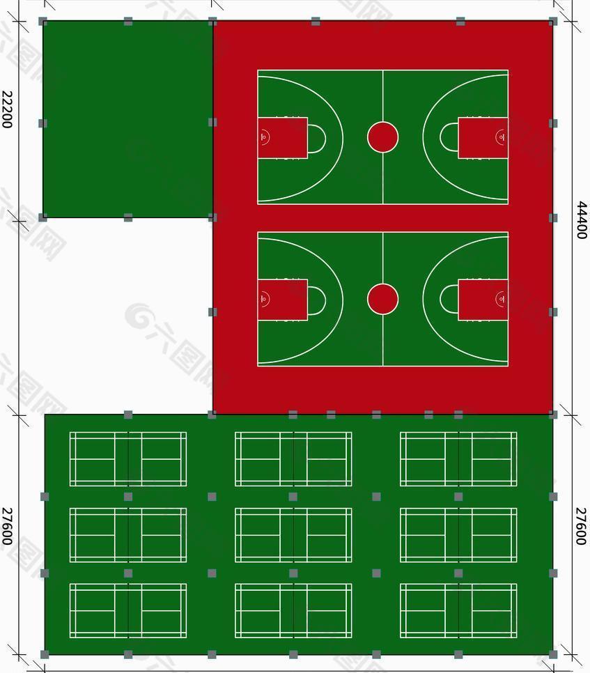 籃球場羽毛球場設計圖圖片