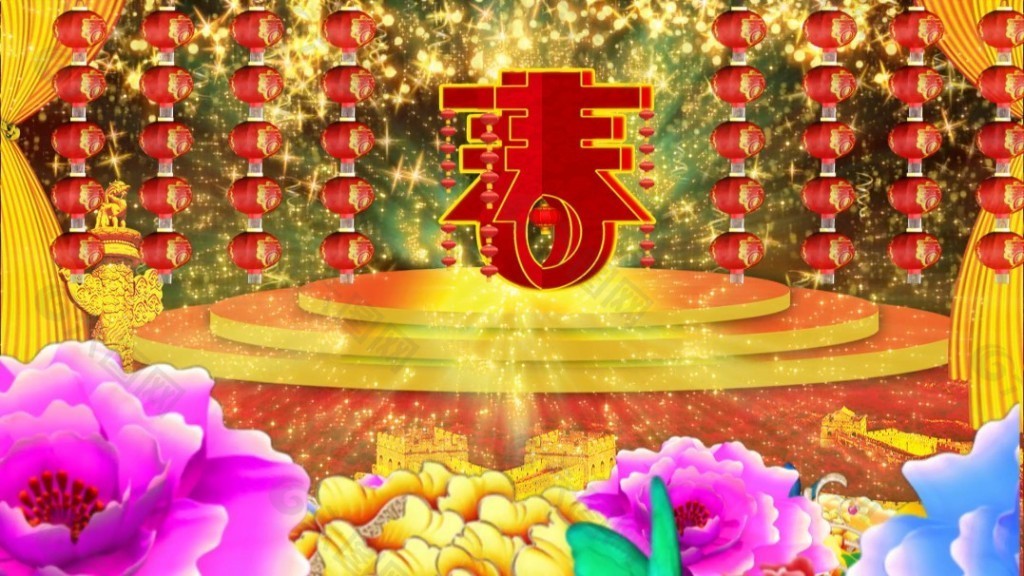 春节元素背景视频
