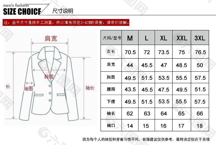 男装尺码表