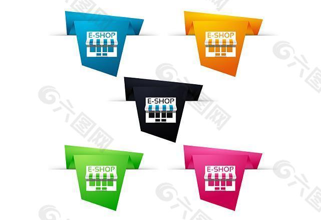 彩色折角促销标签素材