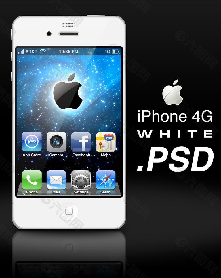 白色苹果iphone 4g手机图片