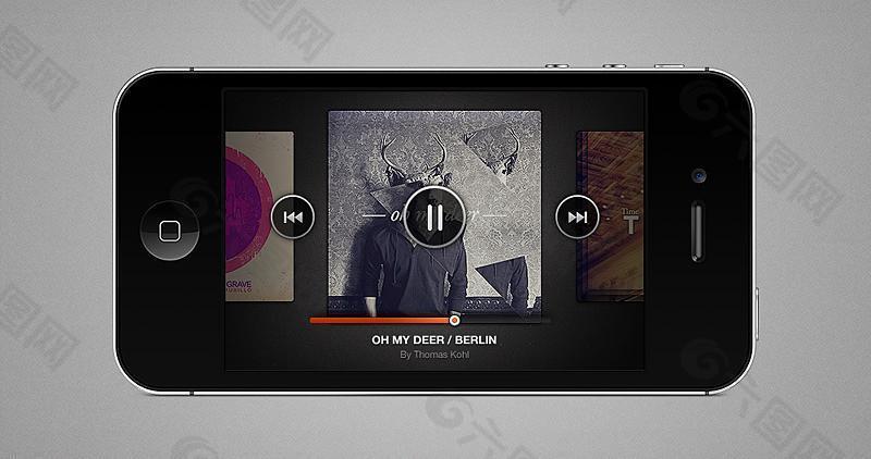 iphone音乐播放器psd