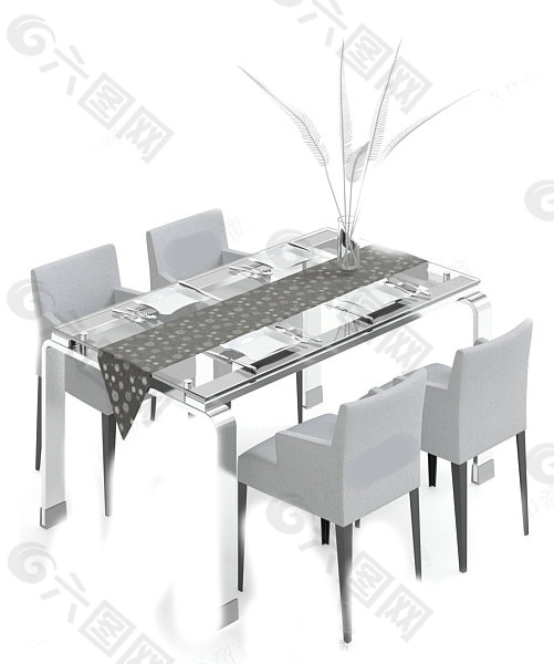 室内餐桌模型素材