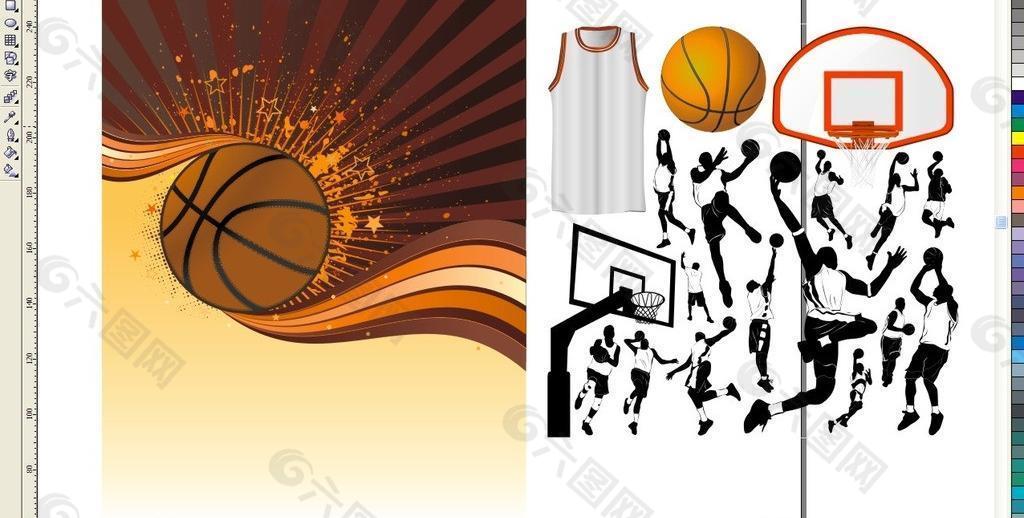 篮球元素矢量图片