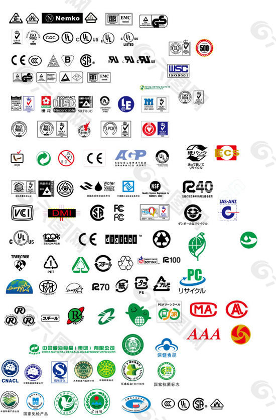 商品认证标志LOGO图标矢量图 AI