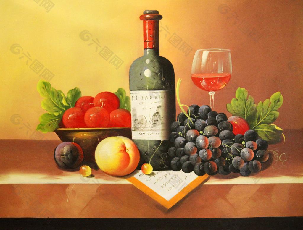 静物水果葡萄酒图片