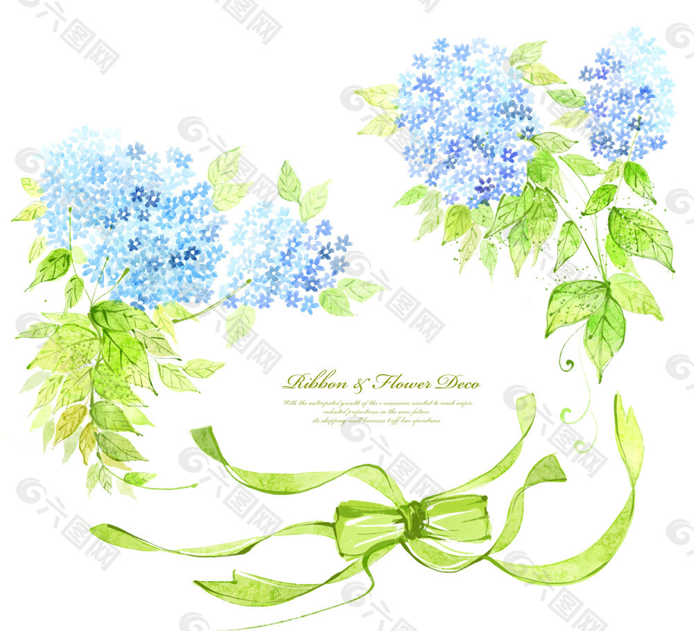 韩国蓝色花朵纹样设计PSD分层模板