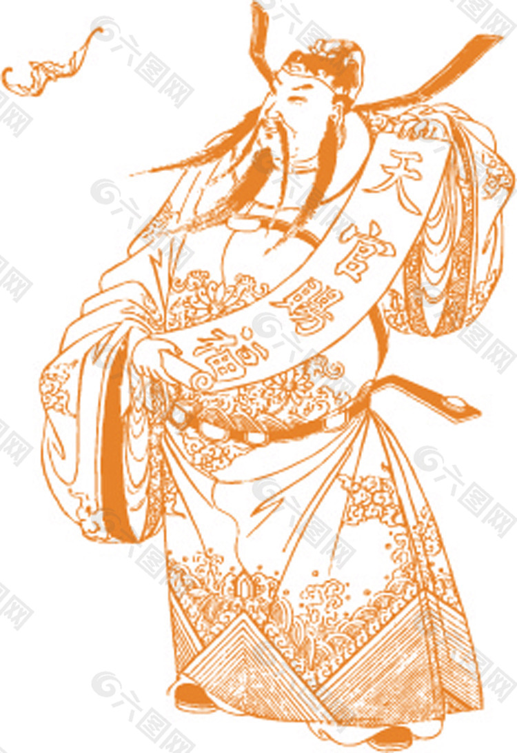 古代传统财神爷纹样