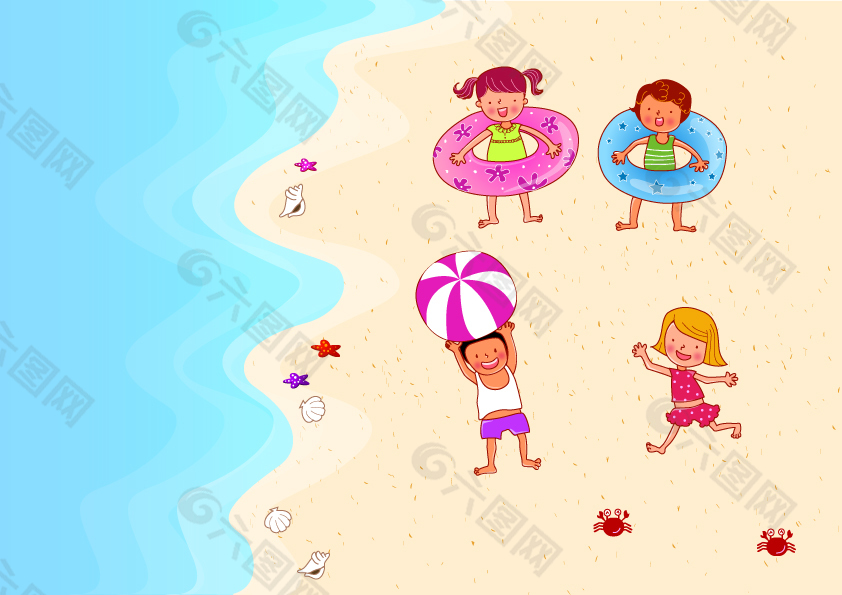 在沙滩上的孩子们