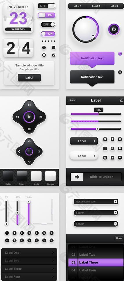 紫色素材 控件 按钮图片