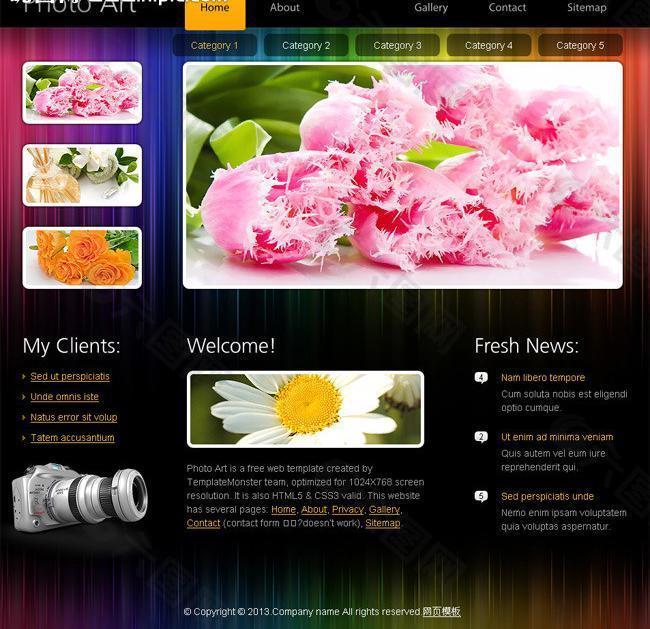 鲜花摄影网站模板图片