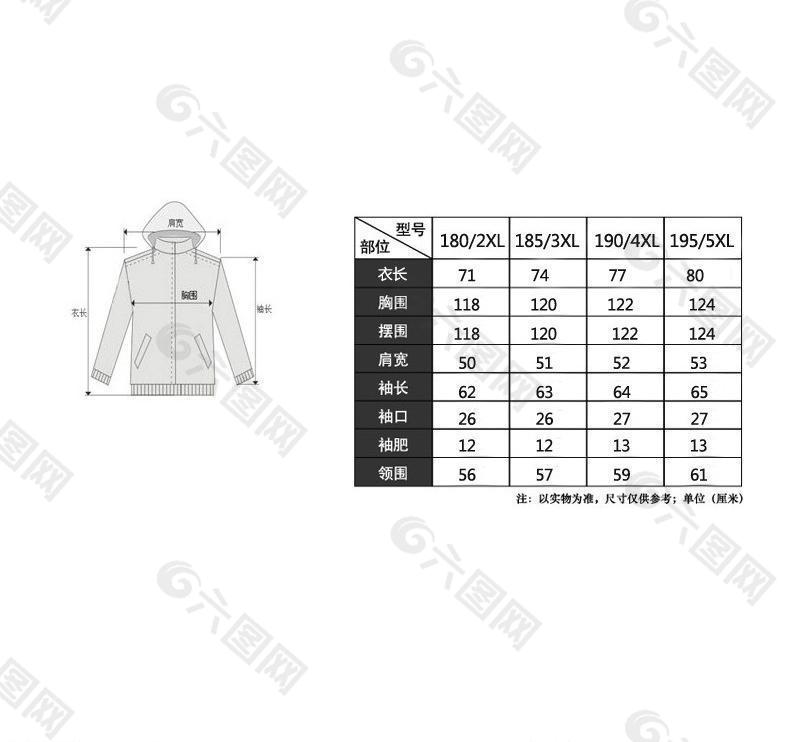 淘宝棉衣尺码表图片
