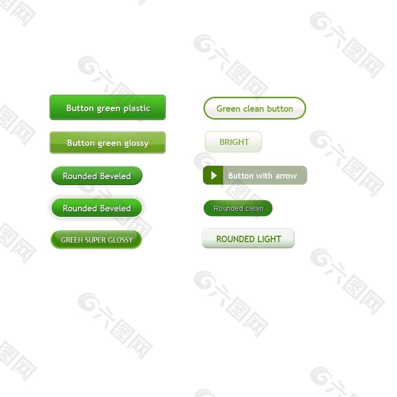 绿色清新按钮PSD素材下载
