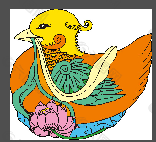 彩色花朵鸭子图
