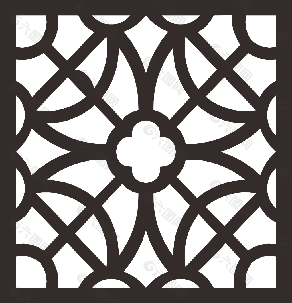 中式古典圆形窗格雕刻矢量图设计图__传统文化_文化艺术_设计图库_昵图网nipic.com