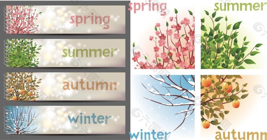 春夏秋冬的植物平面广告素材免费下载 图片编号 六图网
