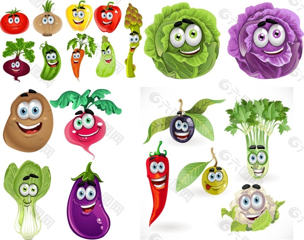 蔬菜卡通形象素材免费下载 - 觅知网