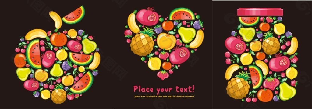 水果组成的心和苹果