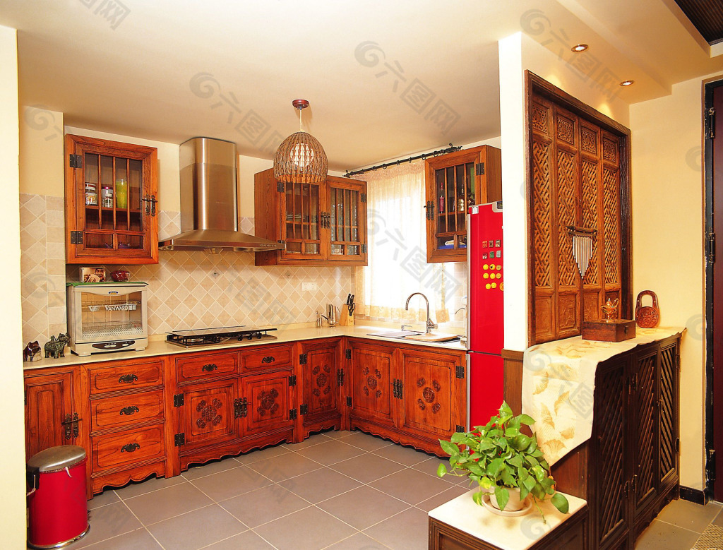 红色厨房装修设计