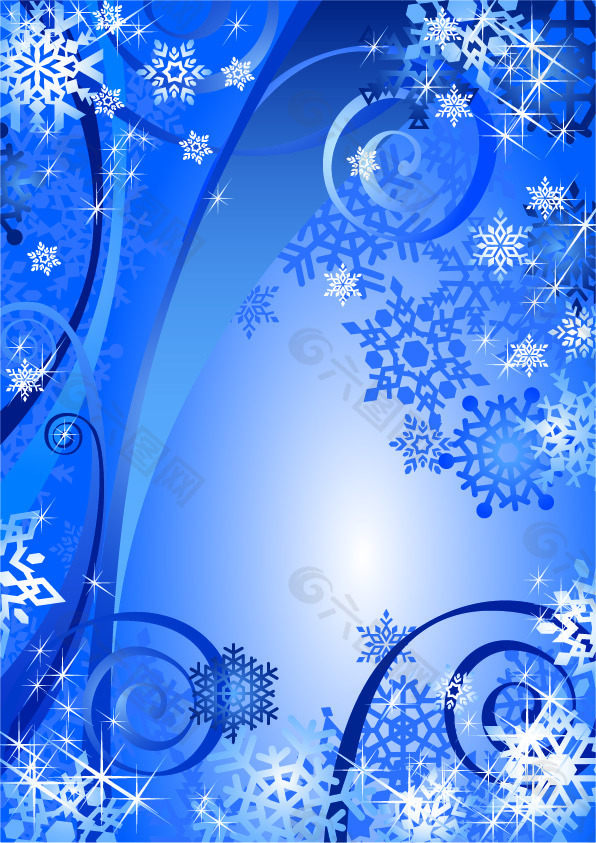 蓝色炫彩圣诞背景素材