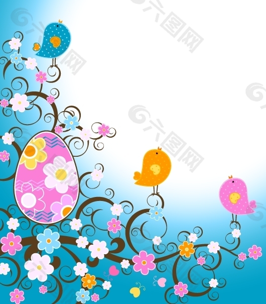 复活节彩蛋背景矢量图