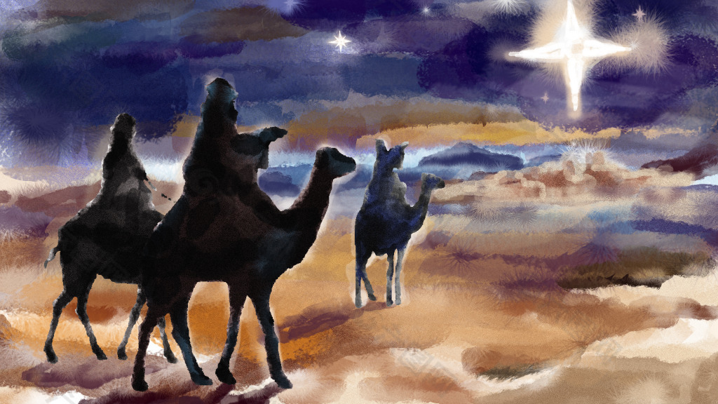 高清抽象唯美沙漠骆驼旅行图