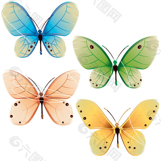 多款彩色蝴蝶矢量素材