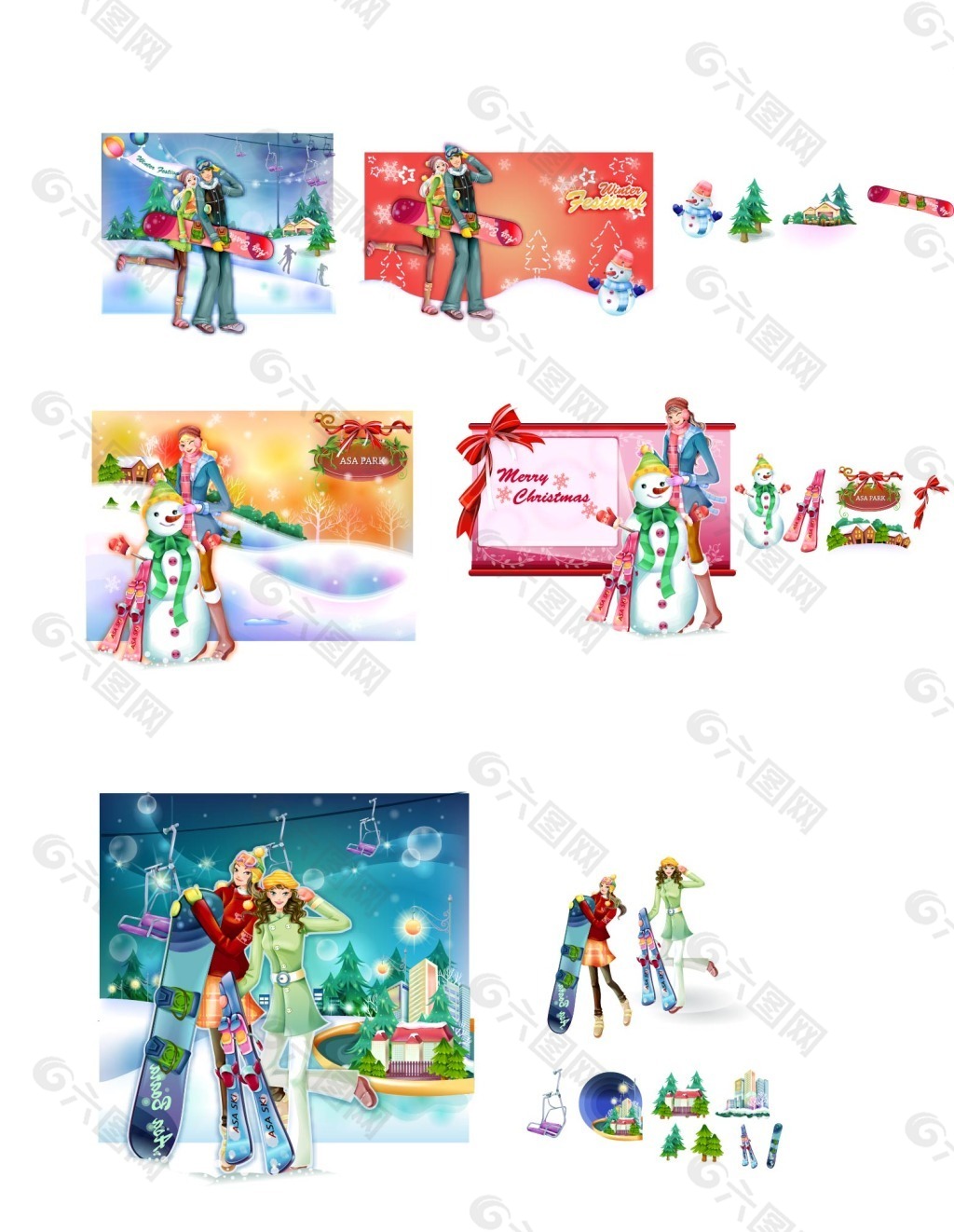 堆雪人的情侣