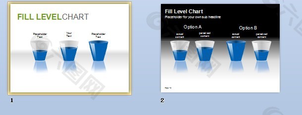 蓝色杯状图表ppt