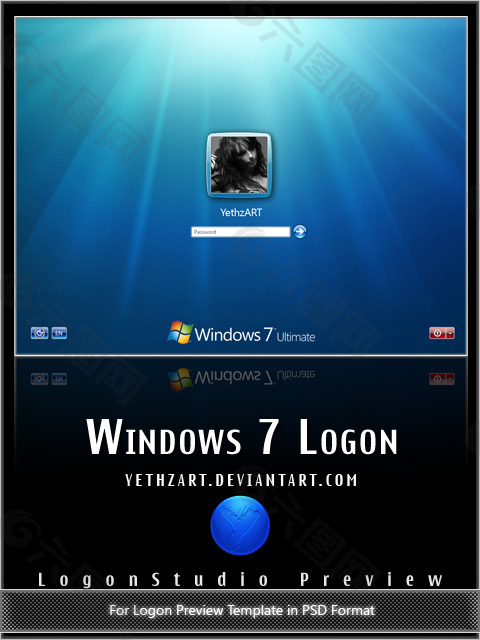 windows 7 风格登录界面PSD