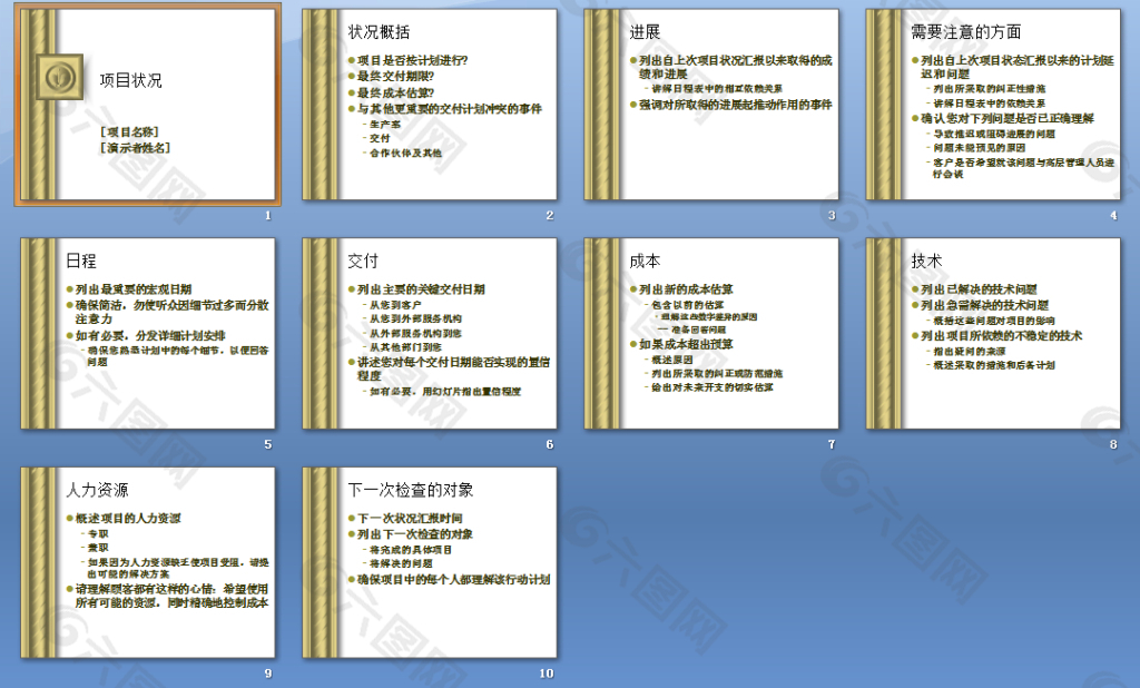 项目状况PPT模板下载