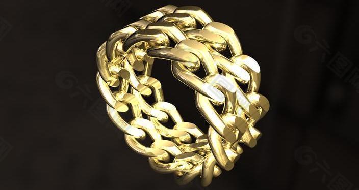 双链的实时三维的金戒指