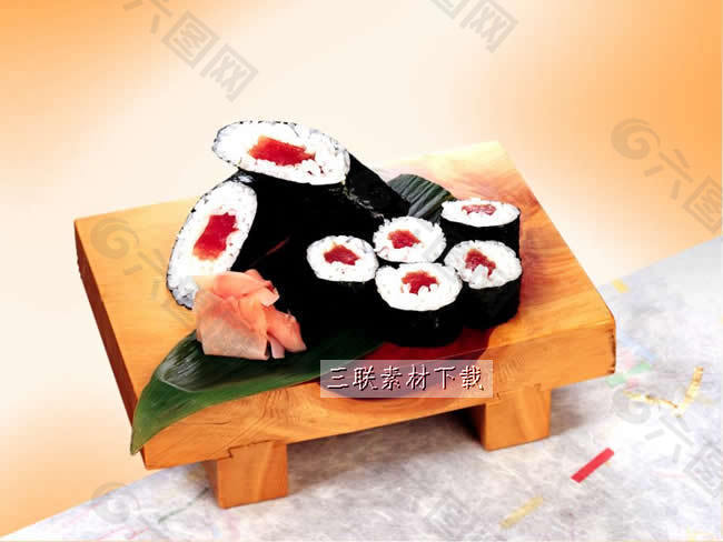 精美寿司美食背景ppt模板