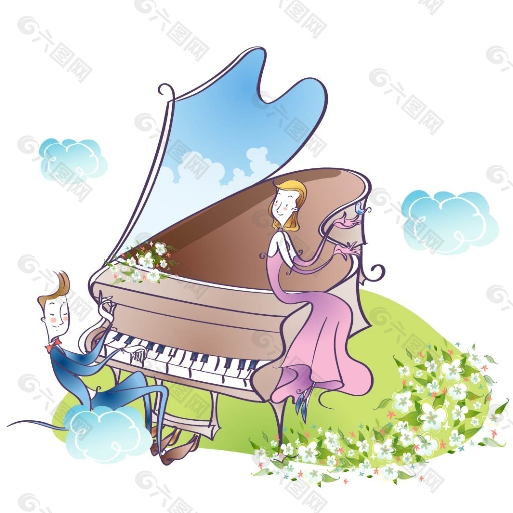 钢琴情侣头像一对图片