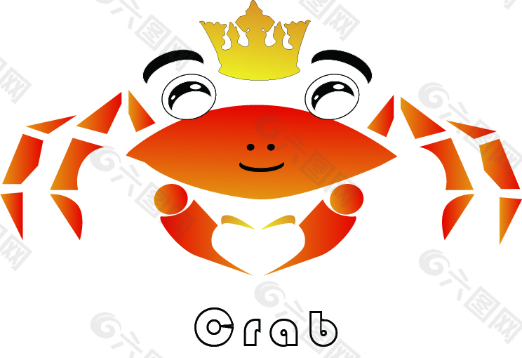 戴王冠的螃蟹矢量图