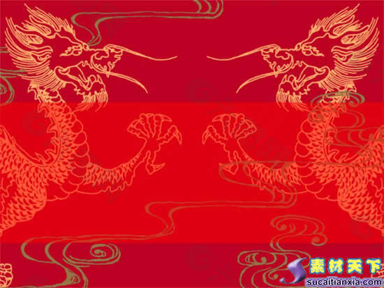中国龙纹背景PPT模板