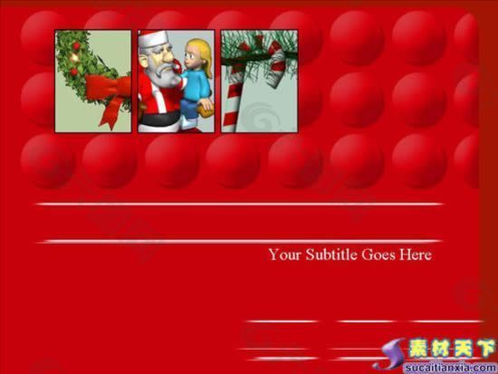 红色主题圣诞老人PPT模板下载