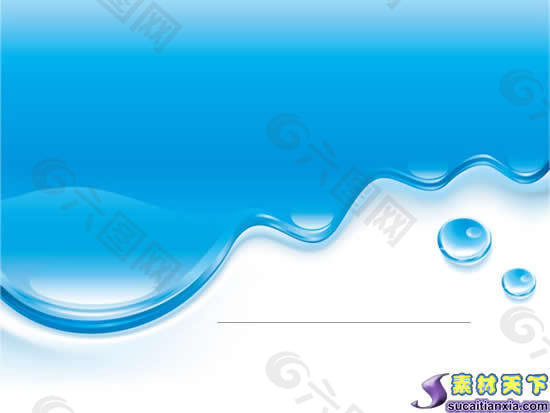 蓝色水元素背景PPT模板