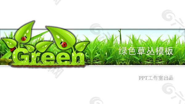 绿色草丛PPT模板