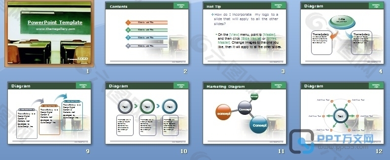幻灯片设计模板系列课桌