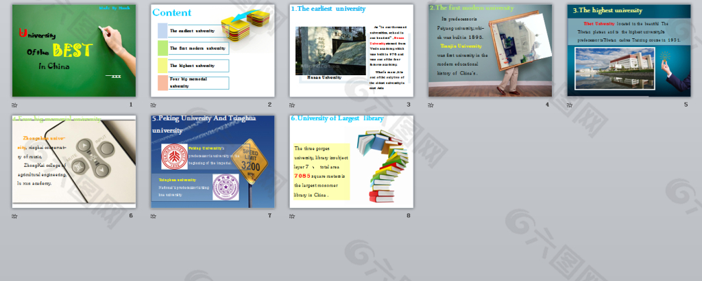 中国最好大学建校史ppt模板